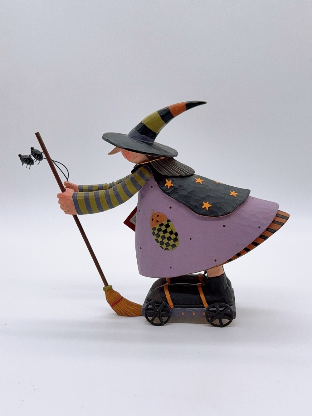 Williraye Studio Witch Zoomin' Zelda Halloween Broom Cart Spiders